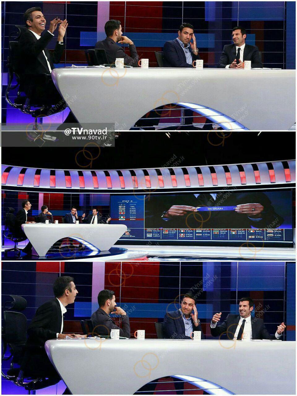 واکنش مهمانان برنامه نود به قرعه ایران در جام جهانی روسیه/عکس