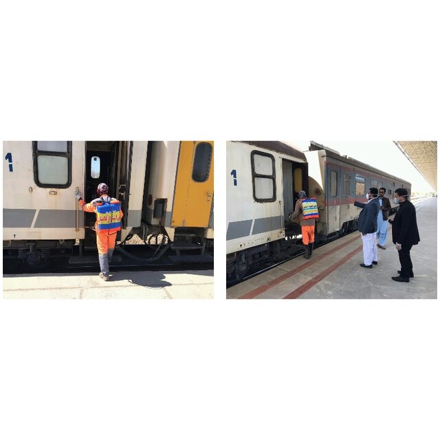 قطار مسافربری زاهدان _ تهران ضدعفونی شد