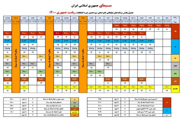 آغاز برنامه های رادیو و تلویزیونی نامزدها از جمعه + جدول